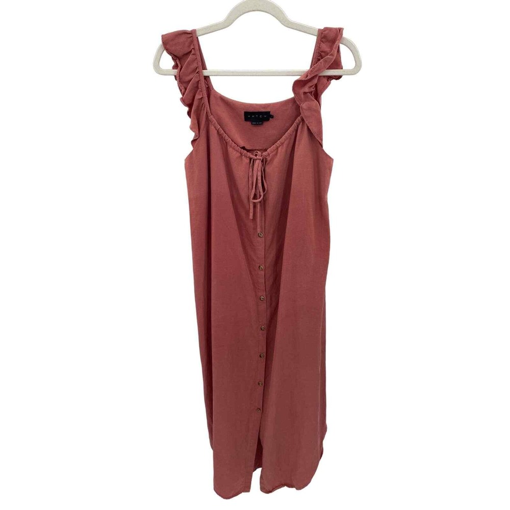 Hatch Maternity Jenna Button Front Dress Womens 1 Small Coral Pink Linen Tencel